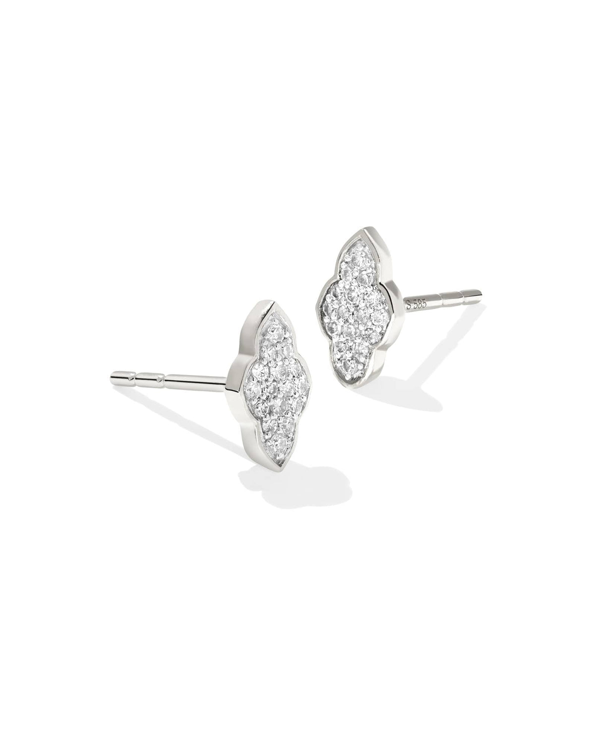 Abbie 14k White Gold Pave Stud Earrings