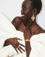 Adela Gold Tone Stainless Steel Watch in Black Mother-of-Pearl