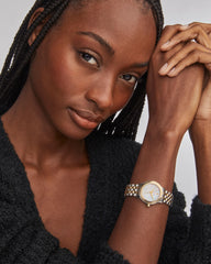 Alex Two Tone Stainless Steel 28mm Watch in Ivory Mother-of-Pearl