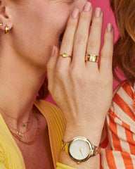 Alex Gold Tone Stainless Steel 35mm Narrow Watch in Ivory Mother-of-Pearl