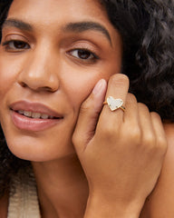 Ari Heart Gold Band Ring in Iridescent Drusy
