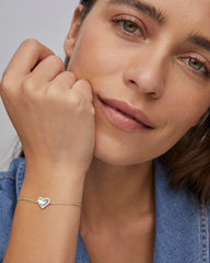 Ari Heart Gold Chain Bracelet in Dichroic Glass