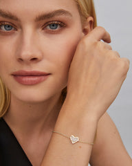 Ari Heart Gold Chain Bracelet in Iridescent Drusy