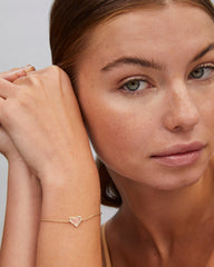 Ari Heart Gold Chain Bracelet in Rose Quartz