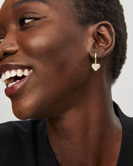 Ari Heart Gold Huggie Earrings in Iridescent Drusy