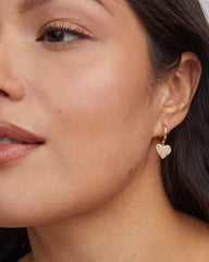 Ari Heart Gold Huggie Earrings in Rose Quartz