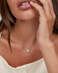 Ari Heart Gold Pendant Necklace in Dichroic Glass