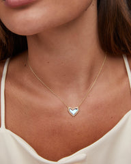 Ari Heart Gold Pendant Necklace in Dichroic Glass