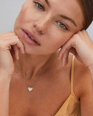 Ari Heart Silver Pendant Necklace in Platinum Drusy