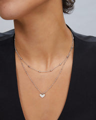 Ari Heart Multi Strand Necklace in Silver