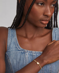 Ari Heart Gold Stretch Bracelet in Rose Quartz