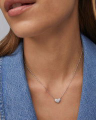 Ari Silver Pave Crystal Heart Necklace in White CZ