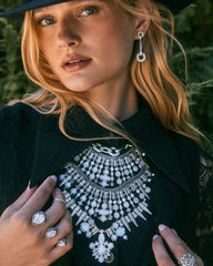 Beau Vintage Silver Pave Linear Earrings in White CZ