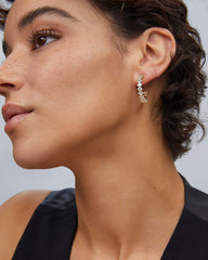 Cailin Gold Crystal Hoop Earrings in White CZ