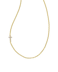 Cross 18k Gold Vermeil Inline Pave Necklace in White Topaz