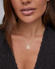 Letter B Pendant Necklace in Gold