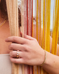 Daphne Gold Band Ring in Light Pink Iridescent Abalone