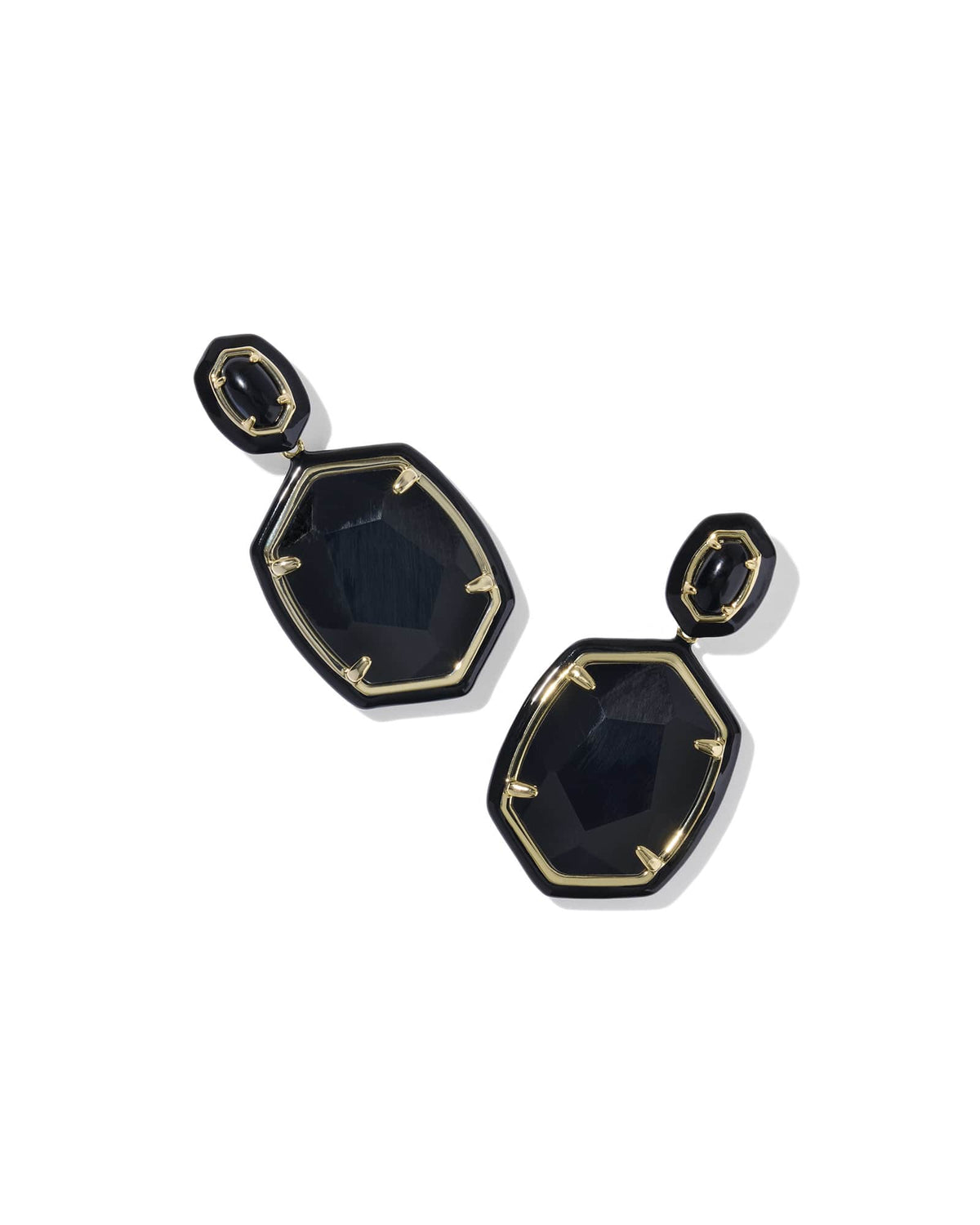 Daphne Enamel Frame Gold Drop Earrings