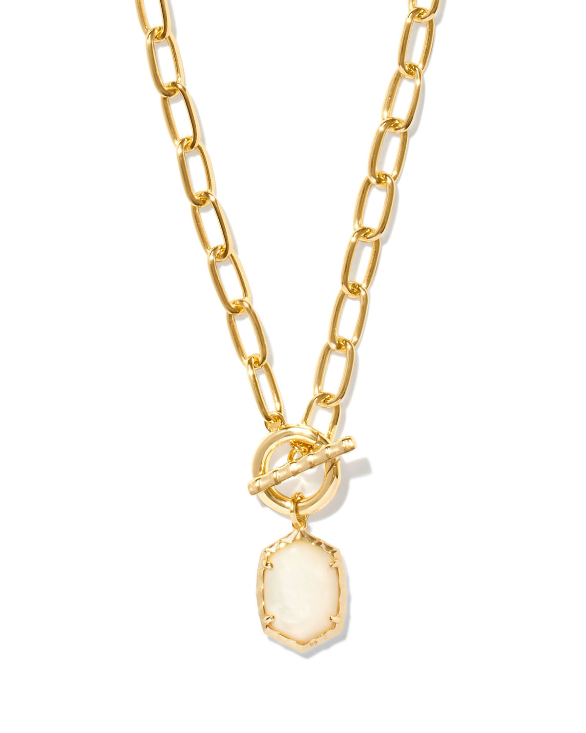 Daphne Convertible Gold Link and Chain Necklace in Ivory Mother-of-Pearl