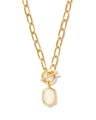Daphne Convertible Gold Link and Chain Necklace in Ivory Mother-of-Pearl