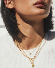 Davie 18k Gold Vermeil Pendant Necklace in White Kyocera Opal