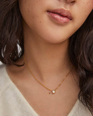 Davie 18k Gold Vermeil Pendant Necklace in Rock Crystal