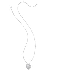 Meredith Sterling Silver Locket Necklace in White Topaz