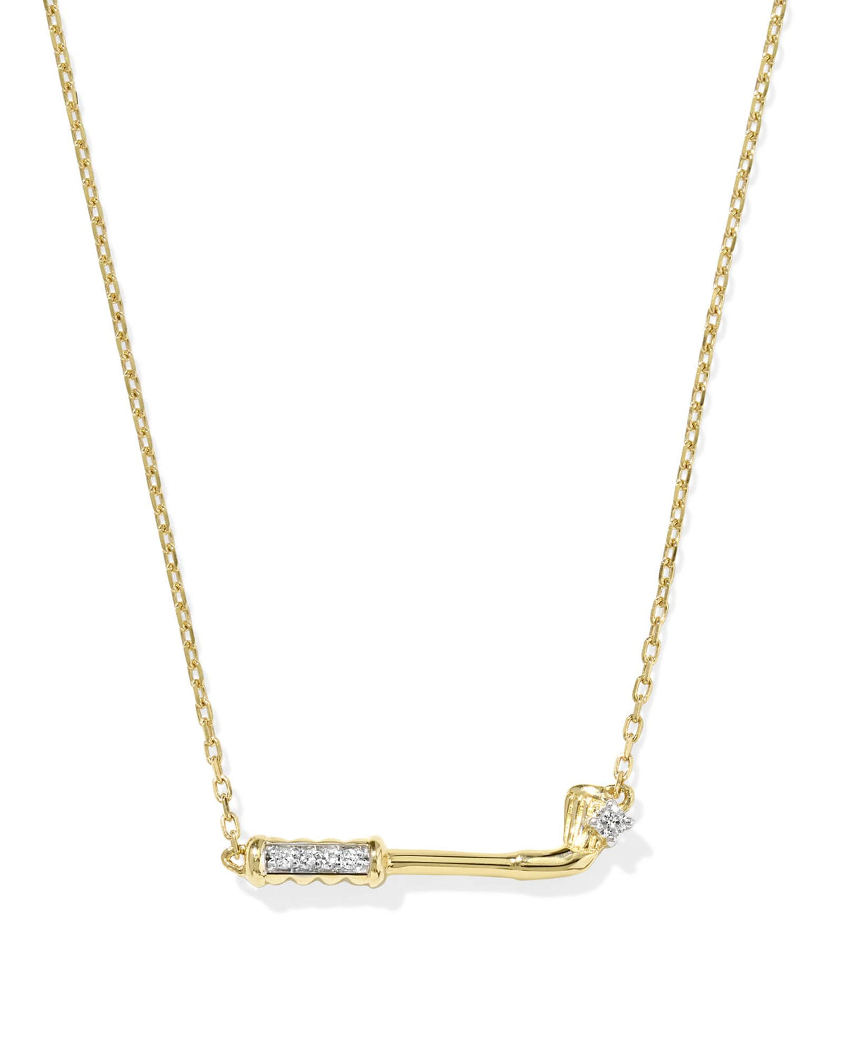 Diamond Accent Golf Club 14k Yellow Gold Necklace