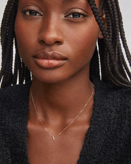 Diamond Accent Letter V 14k Yellow Gold Pendant Necklace in White Diamond