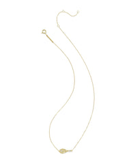 Diamond Accent Tennis Racket 14k Yellow Gold Necklace