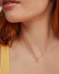 Diamond Accent Letter S 14k Yellow Gold Pendant Necklace in White Diamond