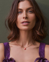 Disney | Kendra Scott Snow White Vintage Gold Apple Short Pendant Necklace in Red Kyocera Opal