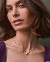 Disney | Kendra Scott Snow White Vintage Gold Apple Short Pendant Necklace in Red Kyocera Opal