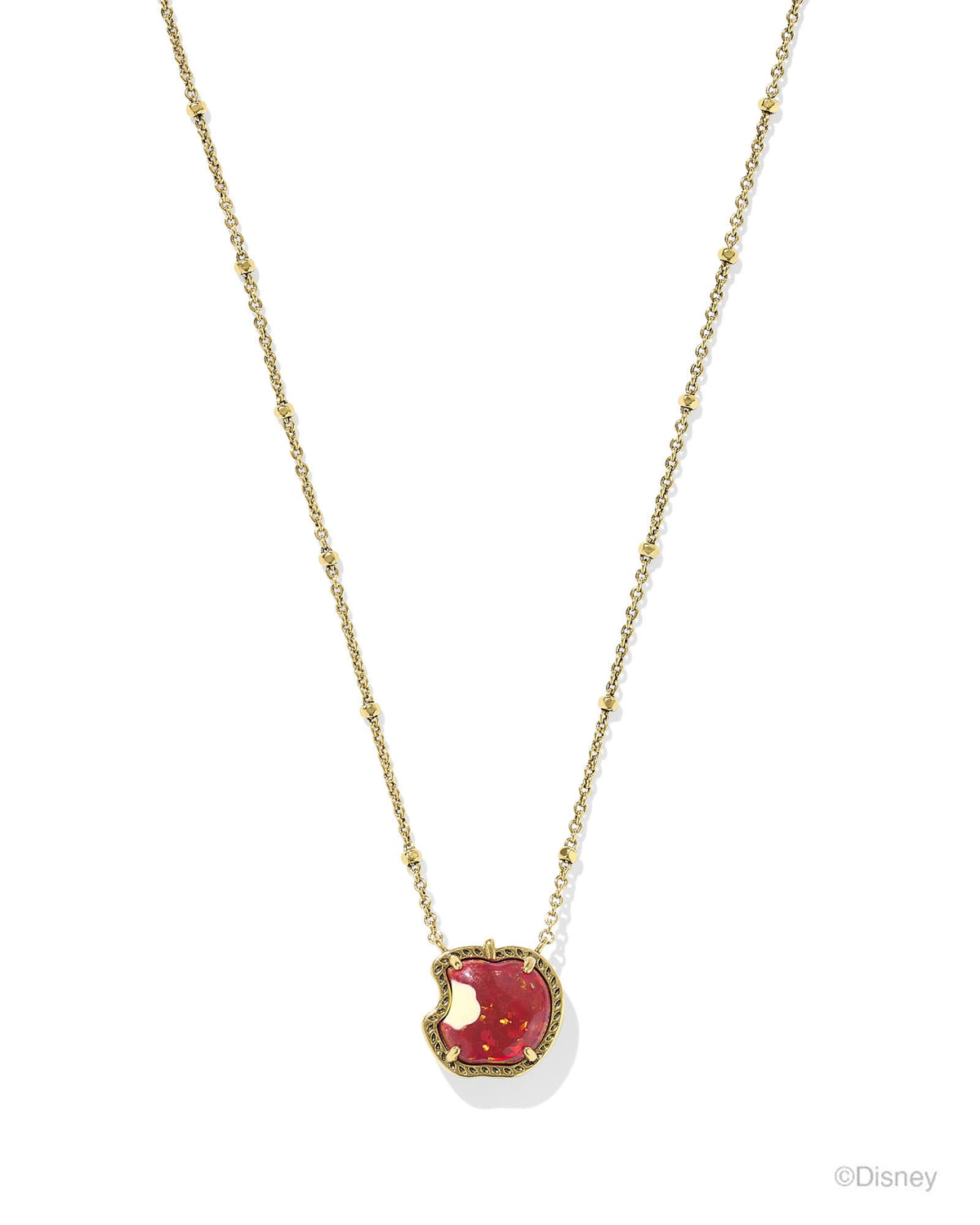 Disney | Kendra Scott Snow White Vintage Gold Apple Short Pendant Necklace in Red Kyocera Opal