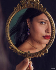 Disney | Kendra Scott The Queen Vintage Gold Statement Earrings in Royal Purple Mother-of-Pearl