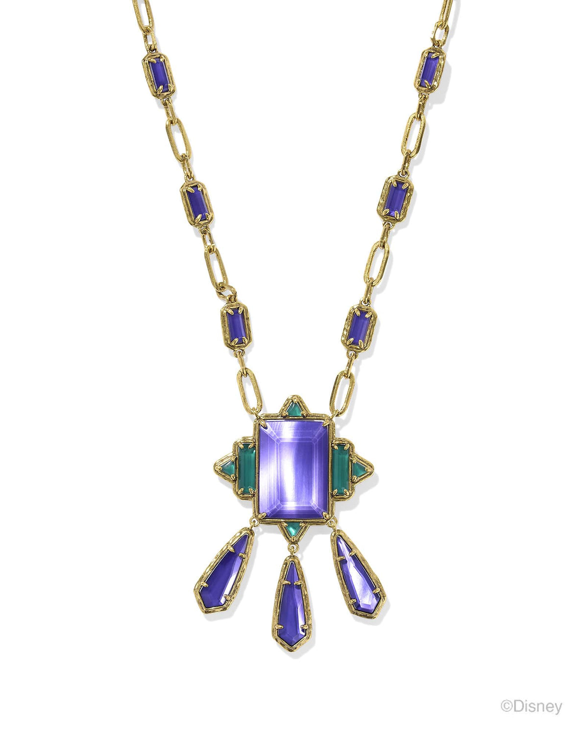 Disney | Kendra Scott The Queen Vintage Gold Statement Necklace in Royal Purple Mother-of-Pearl