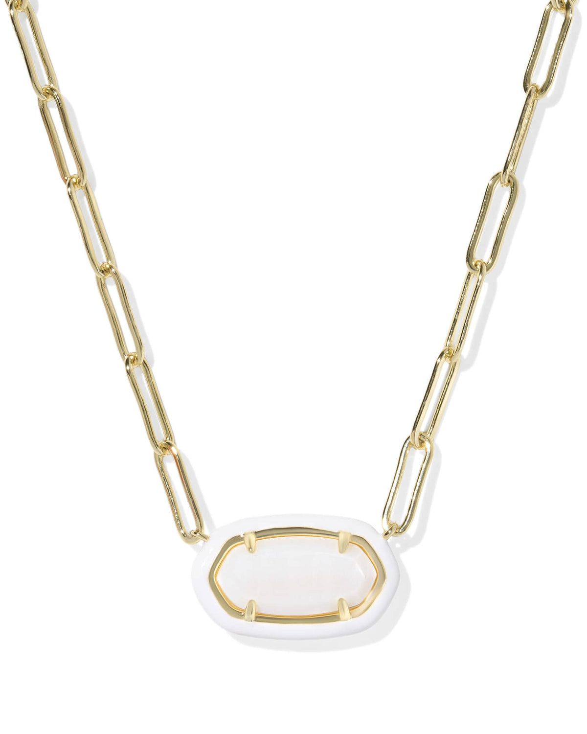 Elisa Enamel Frame Gold Paperclip Necklace