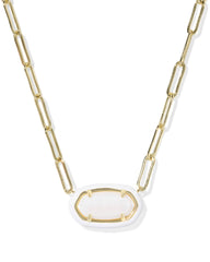 Elisa Enamel Frame Gold Paperclip Necklace