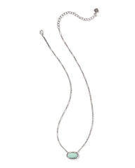 Elisa Vintage Silver Etch Frame Short Pendant Necklace in Sea Green Chrysocolla