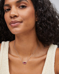 Elisa Silver Pendant Necklace in Berry Glass