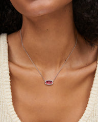 Elisa Silver Pendant Necklace in Berry Glass