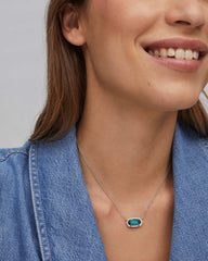 Elisa Silver Pendant Necklace in Emerald Cat’s Eye