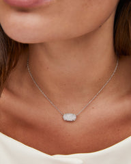 Elisa Silver Pendant Necklace in Iridescent Drusy