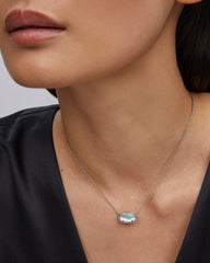 Elisa Silver Pendant Necklace in Light Blue Illusion
