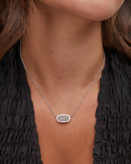Elisa Silver Pendant Necklace in Platinum Drusy