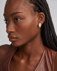 Ellie Gold Stud Earrings in Ivory Mother-of-Pearl