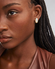 Ellie Gold Stud Earrings in Ivory Mother-of-Pearl