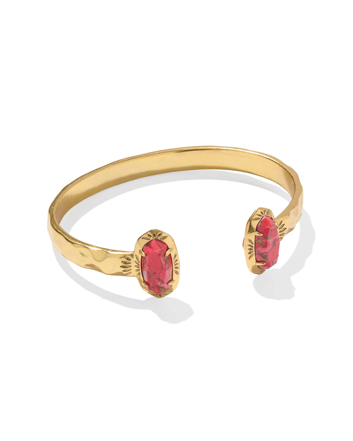 Elton Vintage Gold Etch Frame Cuff Bracelet in Bronze Veined Red Magnesite