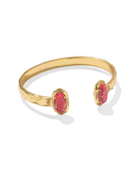 Elton Vintage Gold Etch Frame Cuff Bracelet in Bronze Veined Red Magnesite