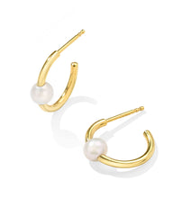 Emmaline 18k Gold Vermeil Huggie Earrings in Freshwater Cultured Pearl